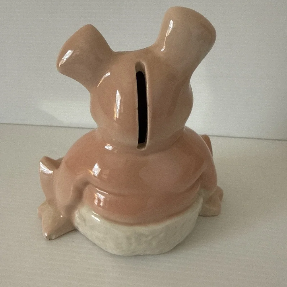 Vintage Nat West Porcelain Baby Piggy With Diaper Pin Bank Woody by Wade England